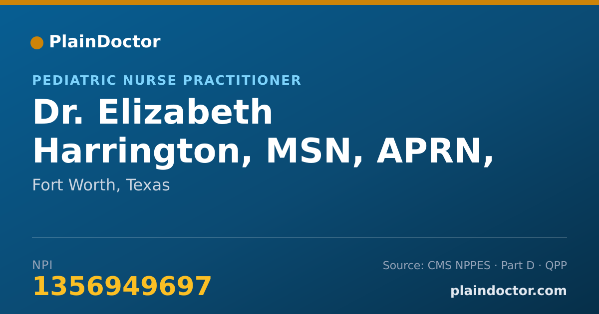 Shareable card for Elizabeth Harrington, MSN, APRN, PNP-PC - Pediatric Nurse Practitioner, Fort Worth, TX