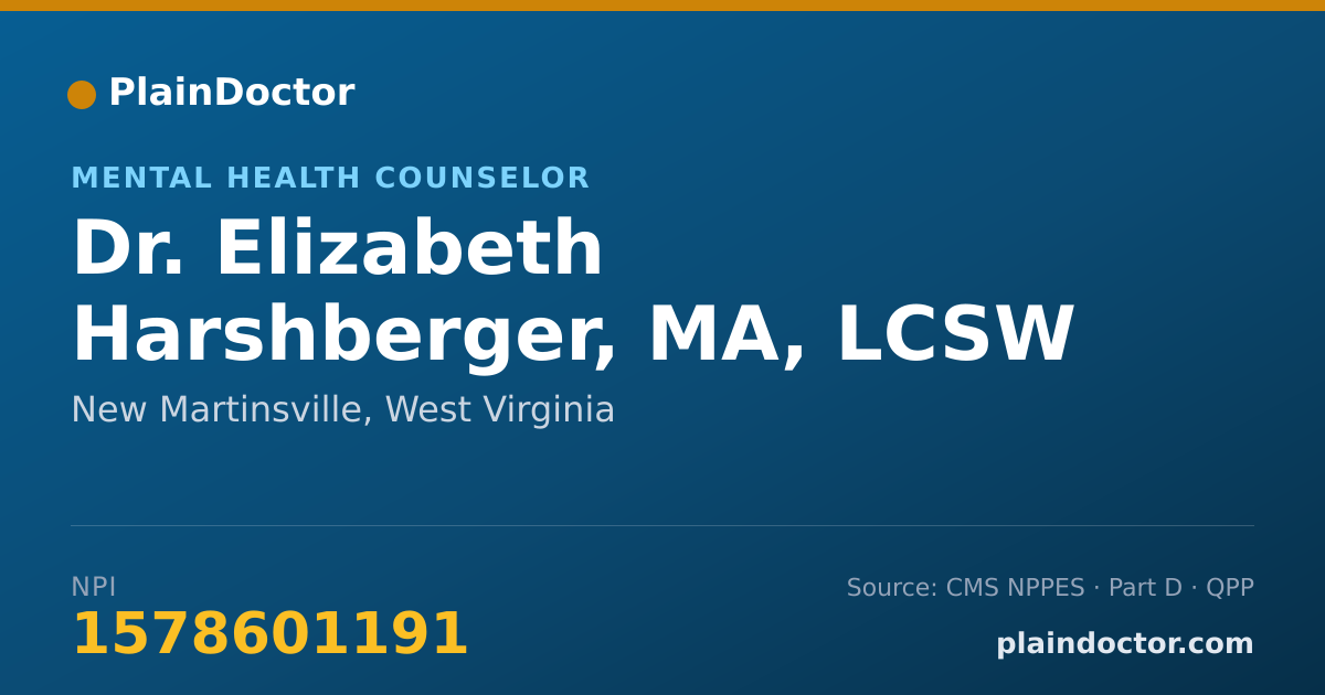 Shareable card for Elizabeth Harshberger, MA, LCSW - Mental Health Counselor, New Martinsville, WV