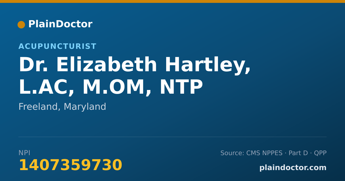 Shareable card for Elizabeth Hartley, L.AC, M.OM, NTP - Acupuncturist, Freeland, MD