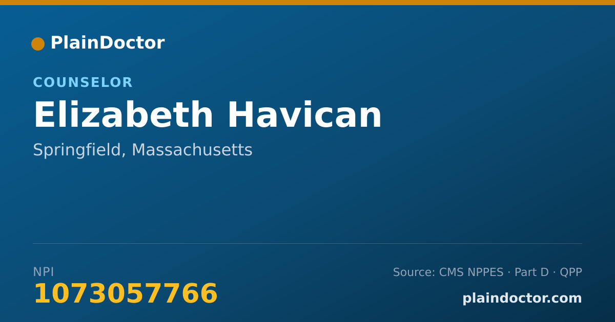 Shareable card for Elizabeth Havican - Counselor, Springfield, MA
