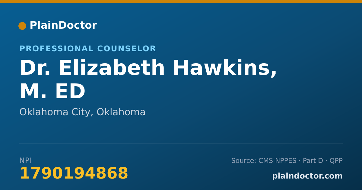 Shareable card for Elizabeth Hawkins, M. ED - Professional Counselor, Oklahoma City, OK