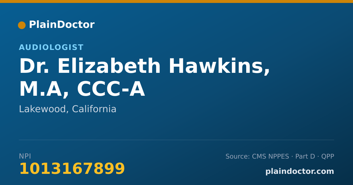 Shareable card for Elizabeth Hawkins, M.A, CCC-A - Audiologist, Lakewood, CA