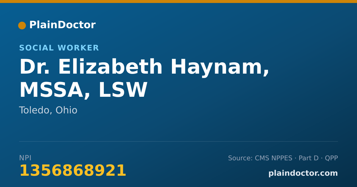Shareable card for Elizabeth Haynam, MSSA, LSW - Social Worker, Toledo, OH