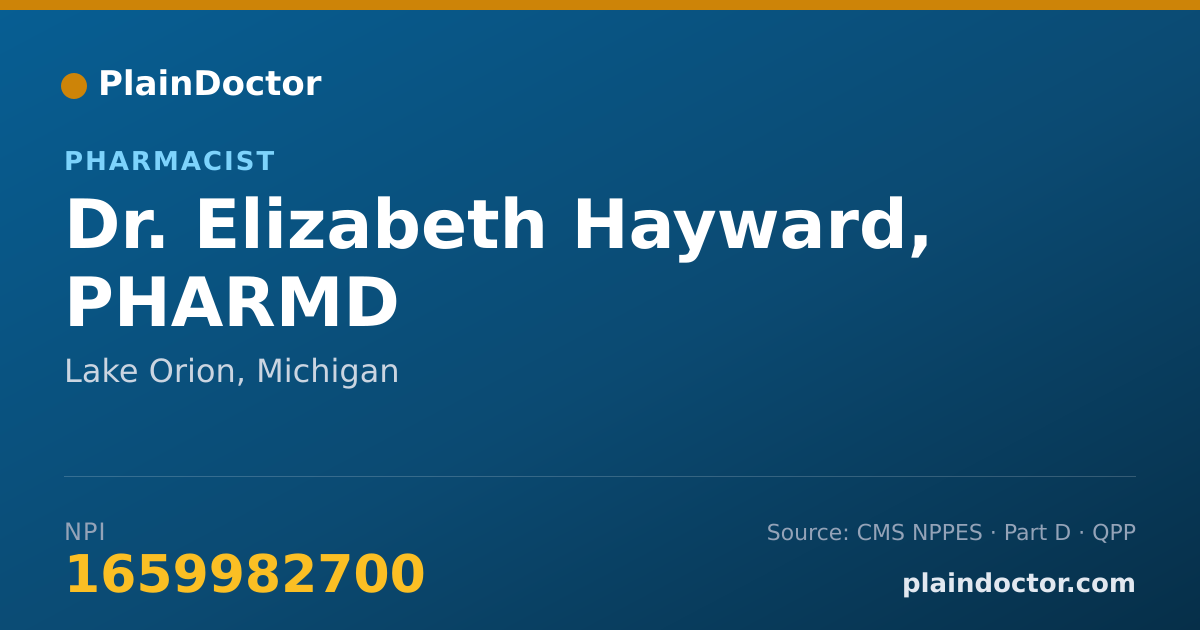 Shareable card for Elizabeth Hayward, PHARMD - Pharmacist, Lake Orion, MI