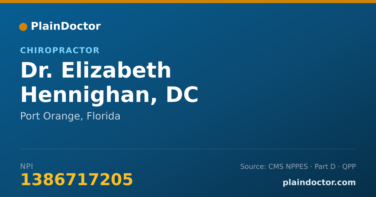 Shareable card for Elizabeth Hennighan, DC - Chiropractor, Port Orange, FL