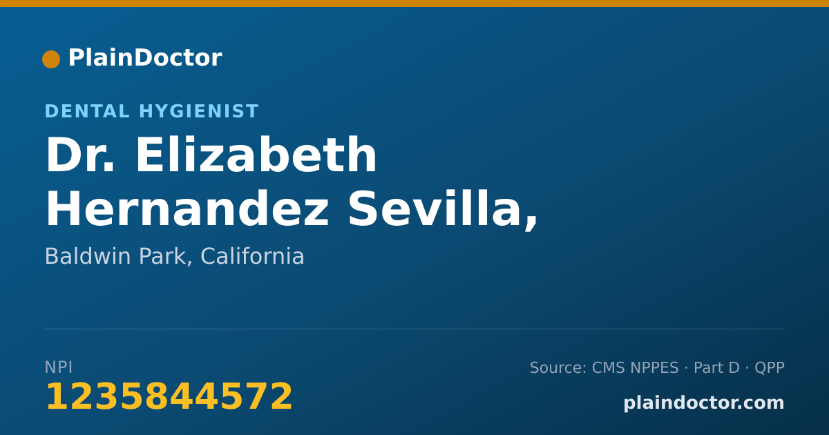 Shareable card for Elizabeth Hernandez Sevilla, RDHAP - Dental Hygienist, Baldwin Park, CA