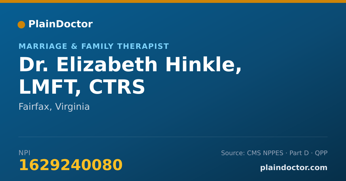 Shareable card for Elizabeth Hinkle, LMFT, CTRS - Marriage & Family Therapist, Fairfax, VA