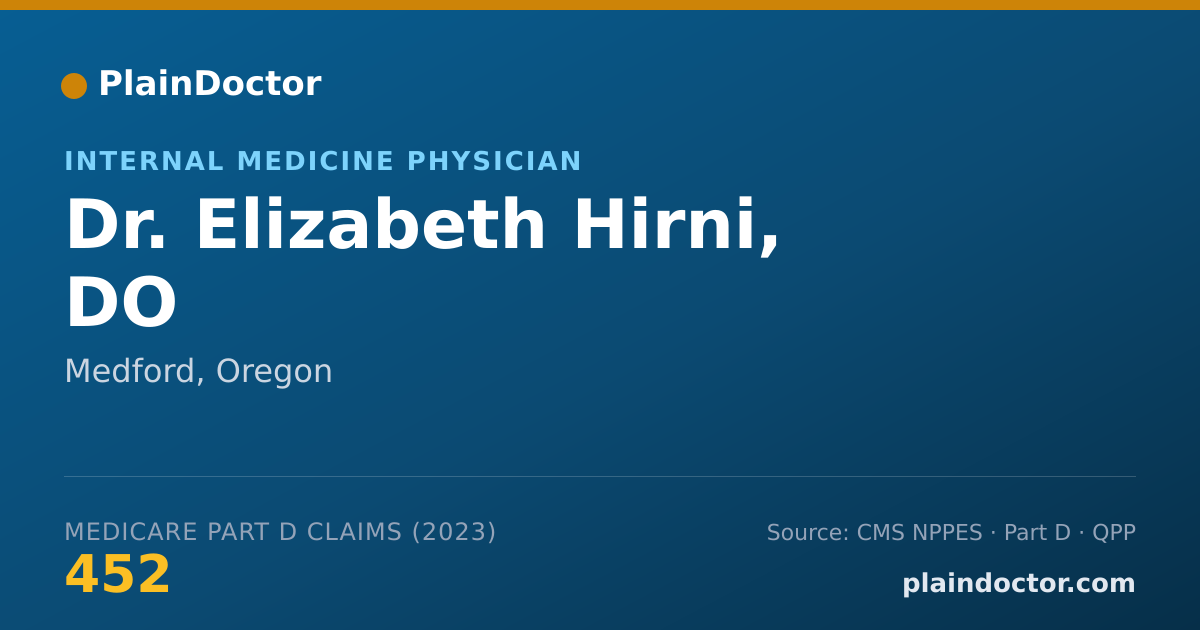 Shareable card for Elizabeth Hirni, DO - Internal Medicine Physician, Medford, OR