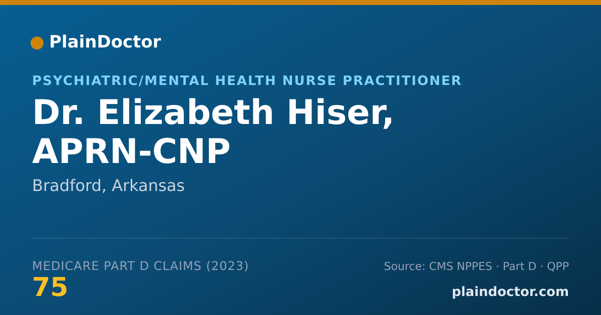 Shareable card for Elizabeth Hiser, APRN-CNP - Psychiatric/Mental Health Nurse Practitioner, Bradford, AR