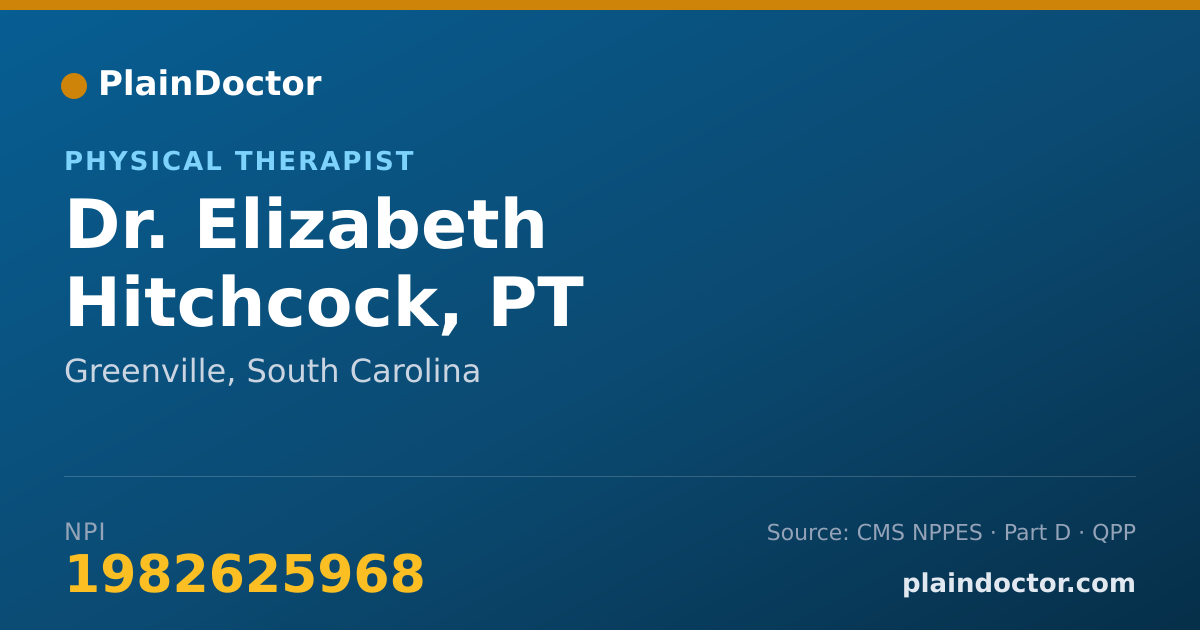 Shareable card for Elizabeth Hitchcock, PT - Physical Therapist, Greenville, SC