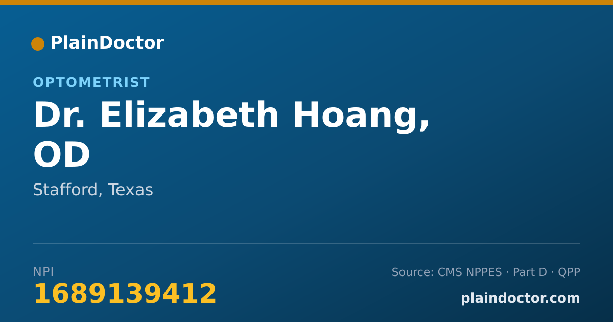 Shareable card for Elizabeth Hoang, OD - Optometrist, Stafford, TX
