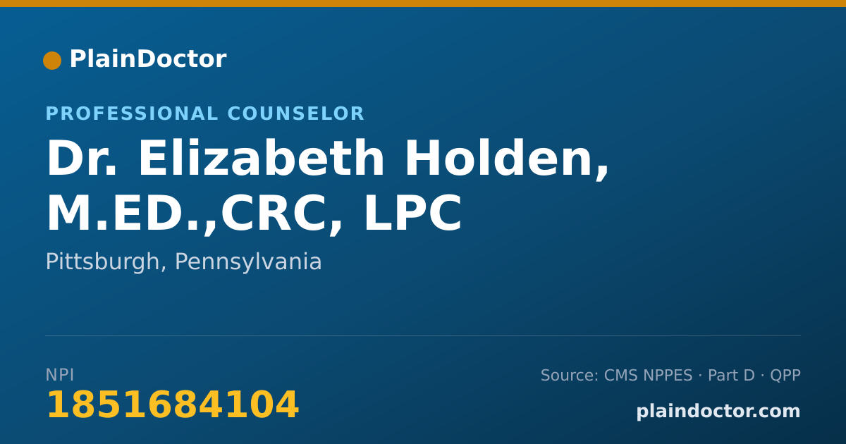 Shareable card for Elizabeth Holden, M.ED.,CRC, LPC - Professional Counselor, Pittsburgh, PA