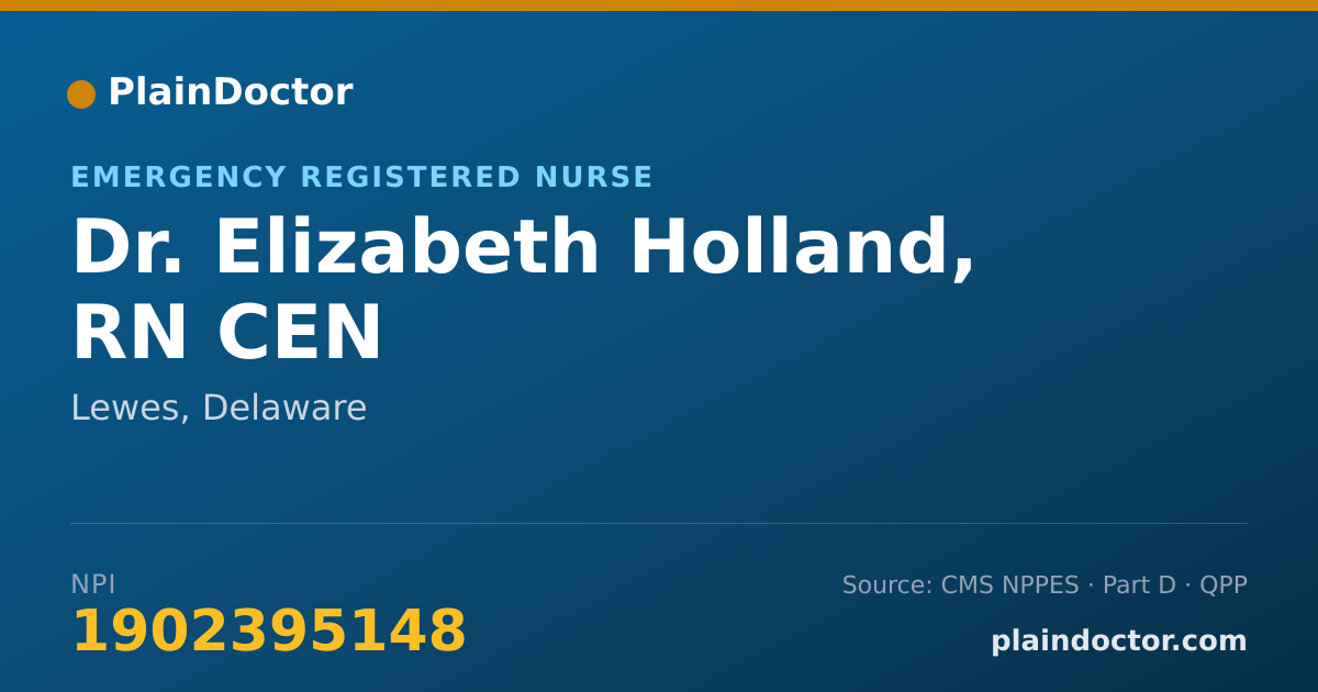 Shareable card for Elizabeth Holland, RN CEN - Emergency Registered Nurse, Lewes, DE