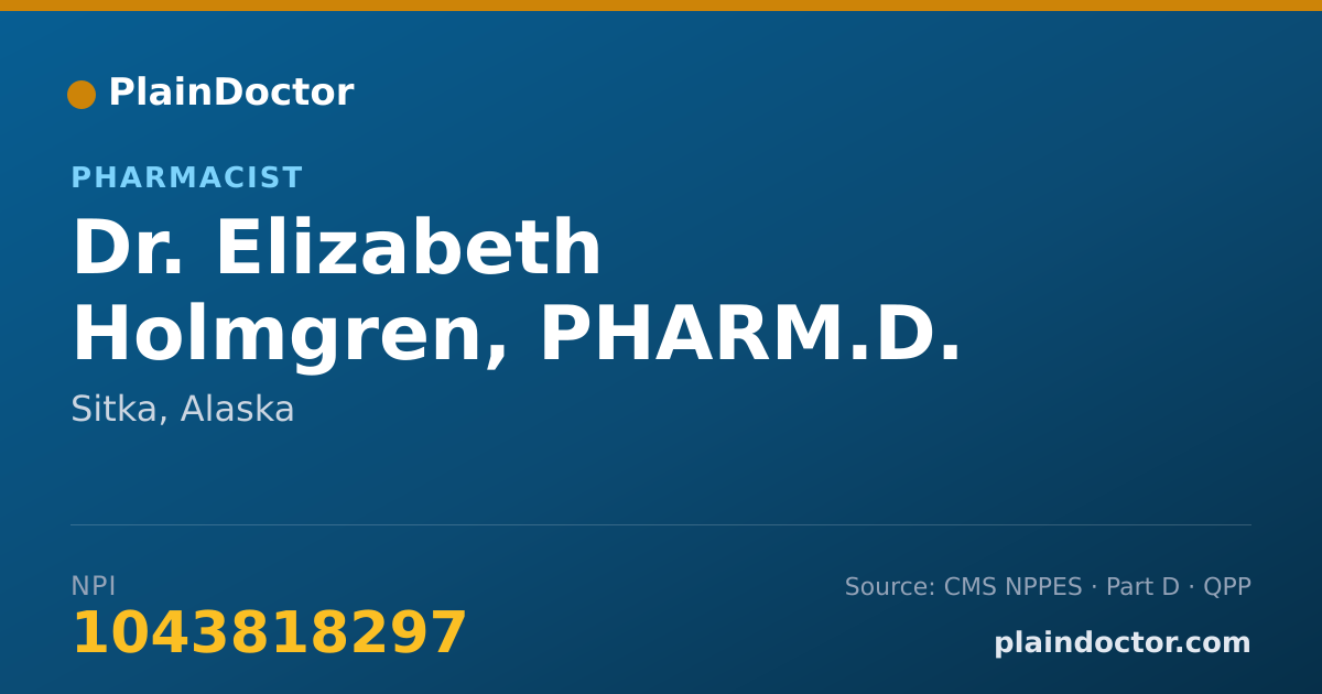 Shareable card for Elizabeth Holmgren, PHARM.D. - Pharmacist, Sitka, AK