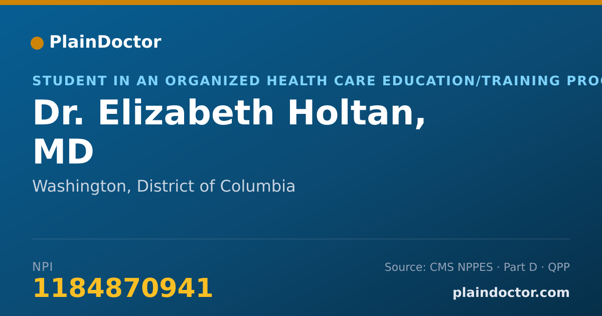 Shareable card for Elizabeth Holtan, MD - Student in an Organized Health Care Education/Training Program, Washington, DC