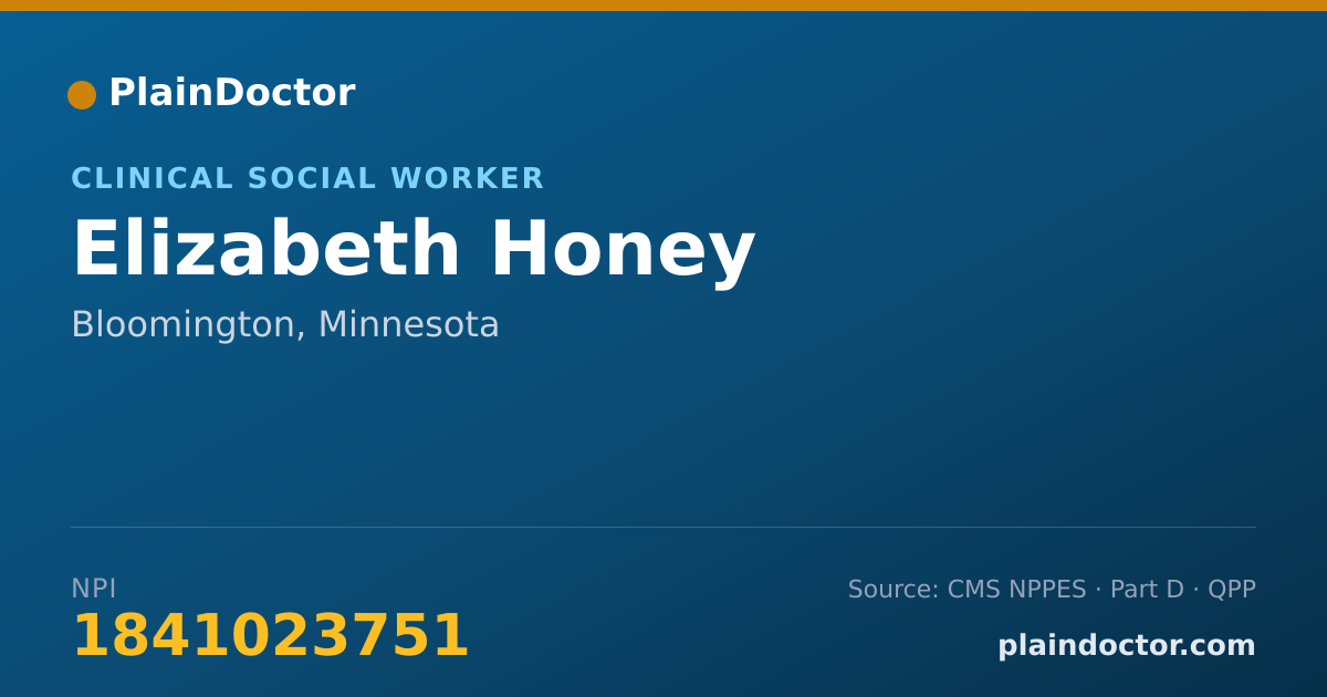 Shareable card for Elizabeth Honey - Clinical Social Worker, Bloomington, MN