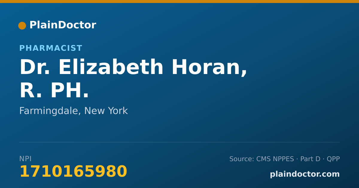 Shareable card for Elizabeth Horan, R. PH. - Pharmacist, Farmingdale, NY