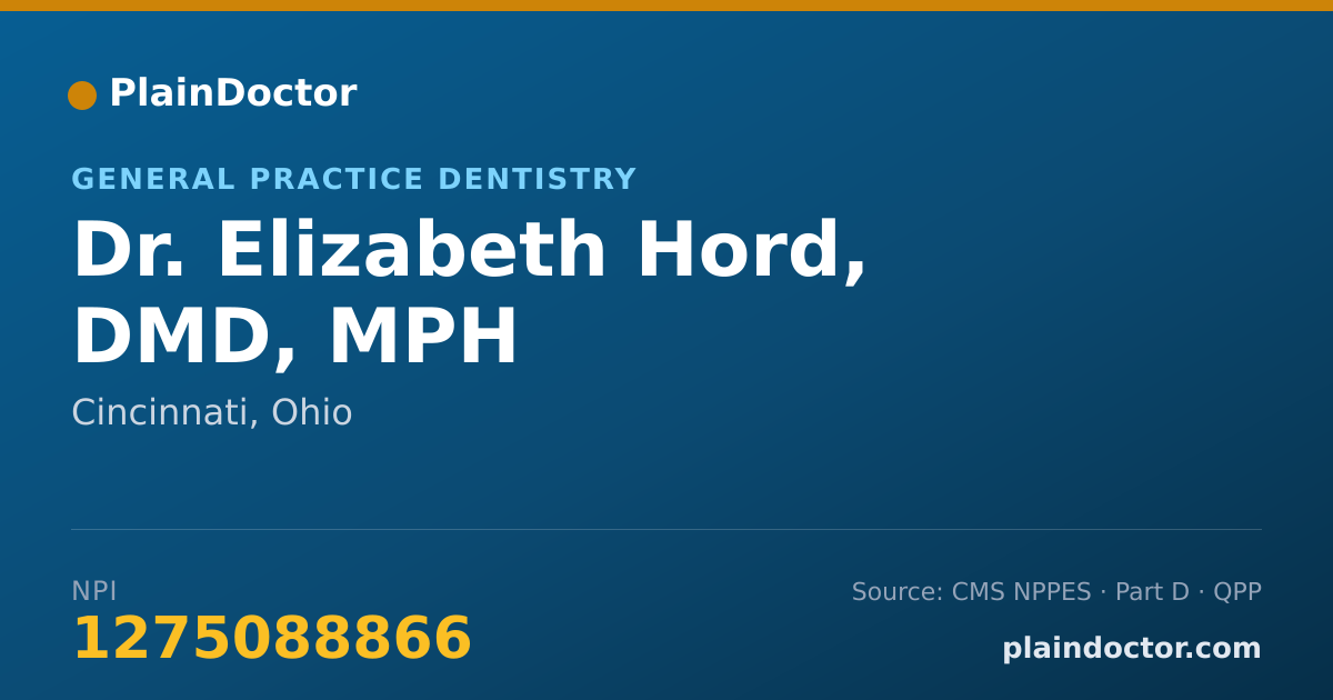 Shareable card for Elizabeth Hord, DMD, MPH - General Practice Dentistry, Cincinnati, OH