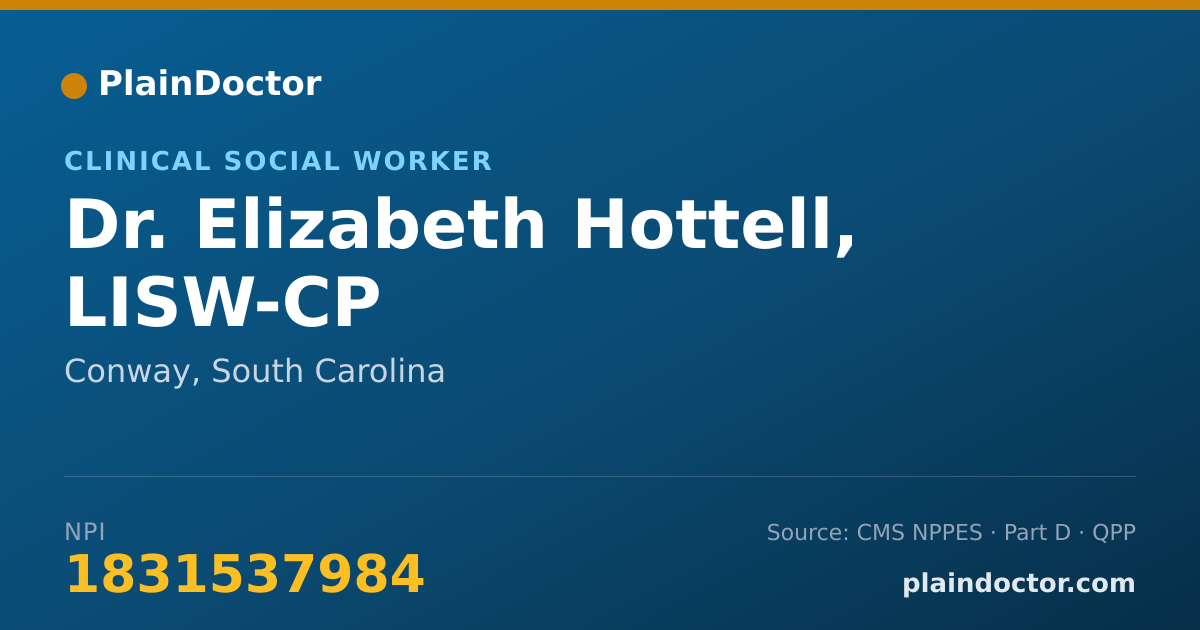 Shareable card for Elizabeth Hottell, LISW-CP - Clinical Social Worker, Conway, SC