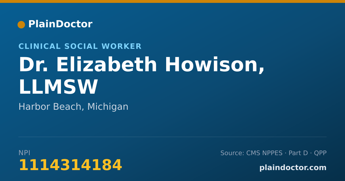 Shareable card for Elizabeth Howison, LLMSW - Clinical Social Worker, Harbor Beach, MI