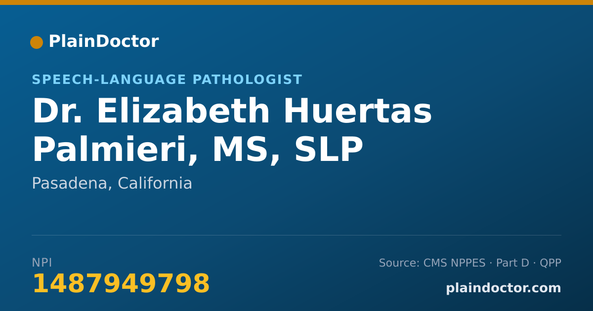 Shareable card for Elizabeth Huertas Palmieri, MS, SLP - Speech-Language Pathologist, Pasadena, CA