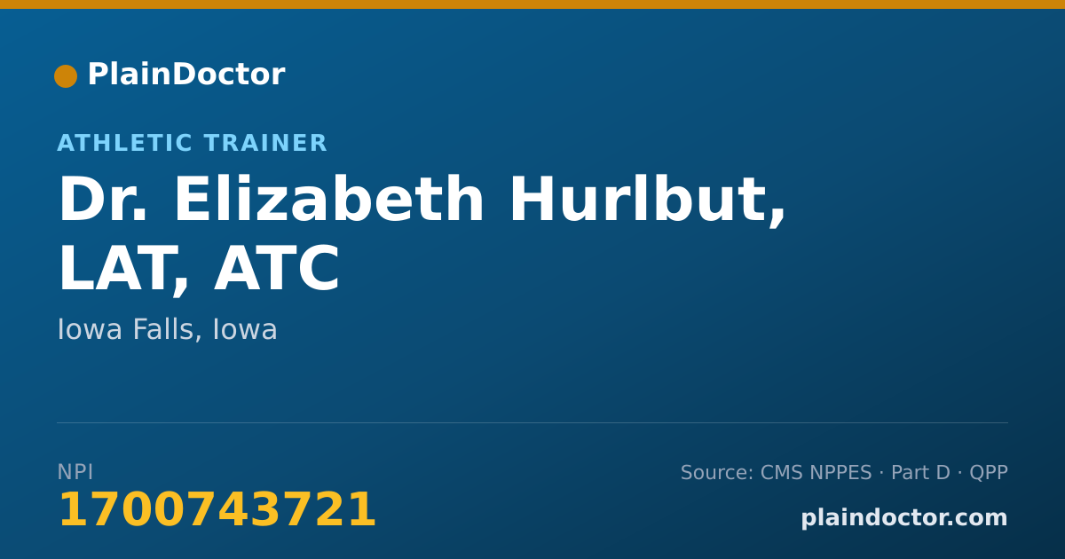 Shareable card for Elizabeth Hurlbut, LAT, ATC - Athletic Trainer, Iowa Falls, IA