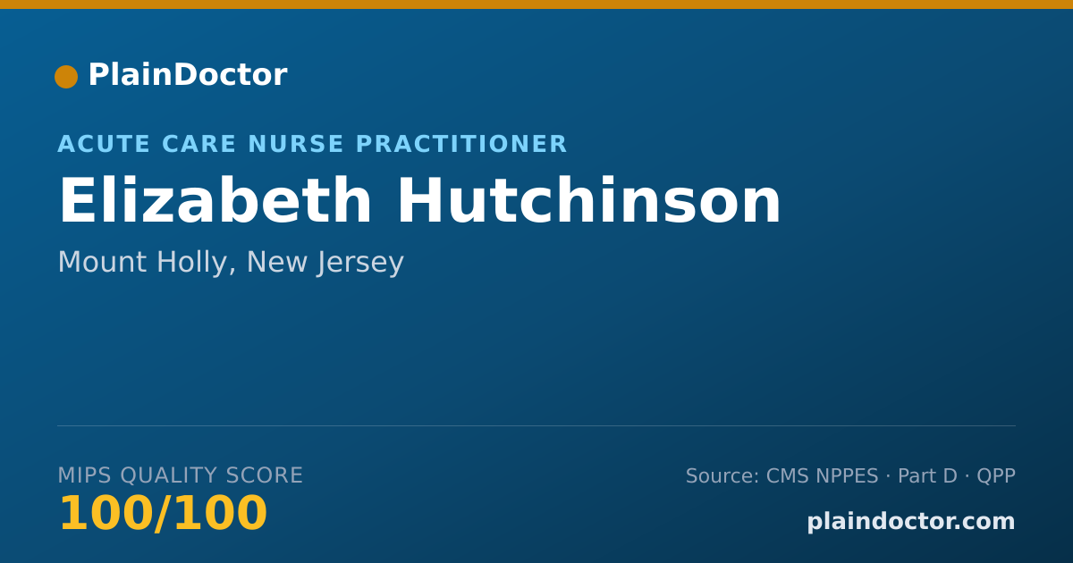 Shareable card for Elizabeth Hutchinson - Acute Care Nurse Practitioner, Mount Holly, NJ