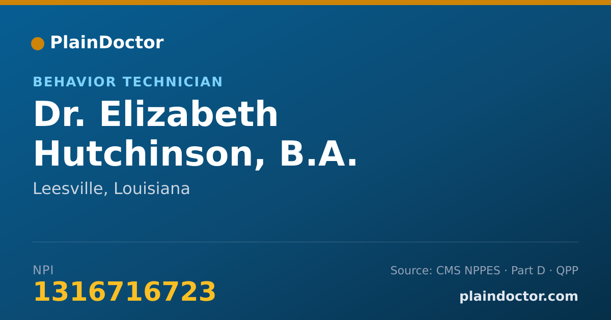 Shareable card for Elizabeth Hutchinson, B.A. - Behavior Technician, Leesville, LA