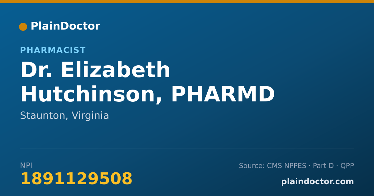 Shareable card for Elizabeth Hutchinson, PHARMD - Pharmacist, Staunton, VA