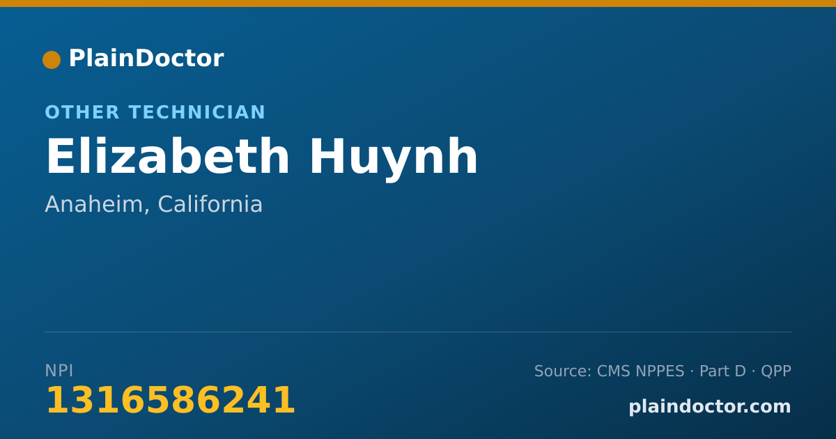 Shareable card for Elizabeth Huynh - Other Technician, Anaheim, CA