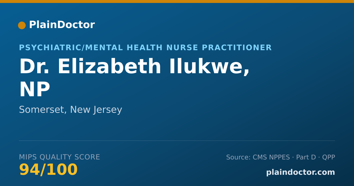 Shareable card for Elizabeth Ilukwe, NP - Psychiatric/Mental Health Nurse Practitioner, Somerset, NJ