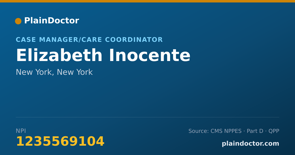 Shareable card for Elizabeth Inocente - Case Manager/Care Coordinator, New York, NY