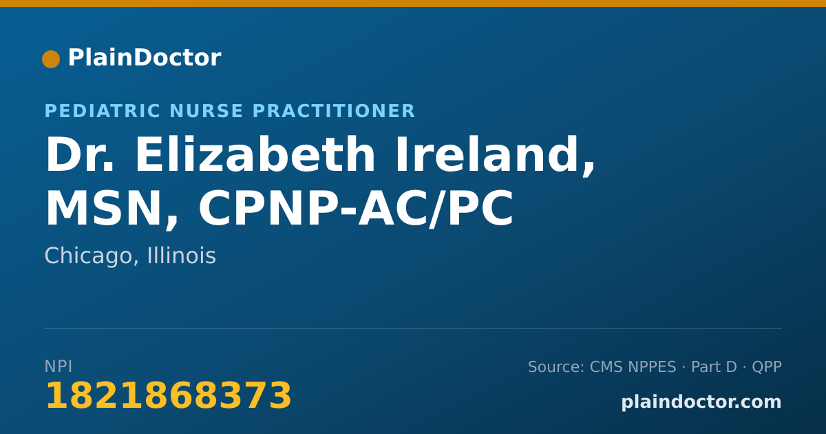 Shareable card for Elizabeth Ireland, MSN, CPNP-AC/PC - Pediatric Nurse Practitioner, Chicago, IL