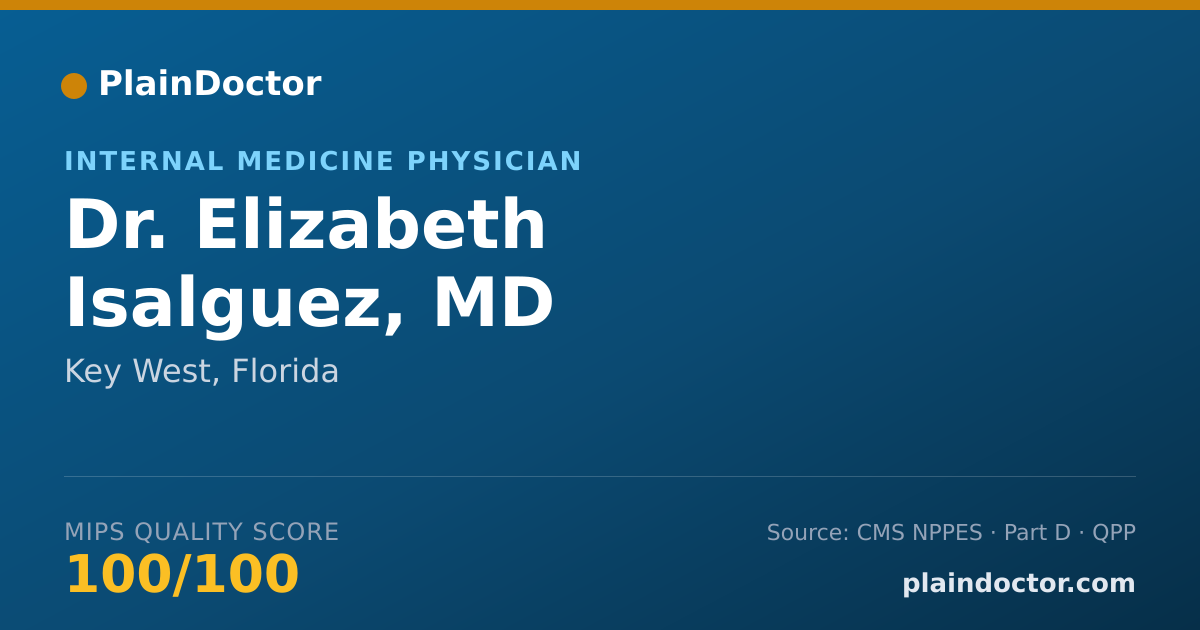 Shareable card for Elizabeth Isalguez, MD - Internal Medicine Physician, Key West, FL