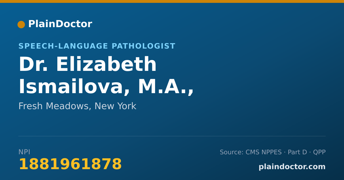 Shareable card for Elizabeth Ismailova, M.A., CCC-SLP - Speech-Language Pathologist, Fresh Meadows, NY
