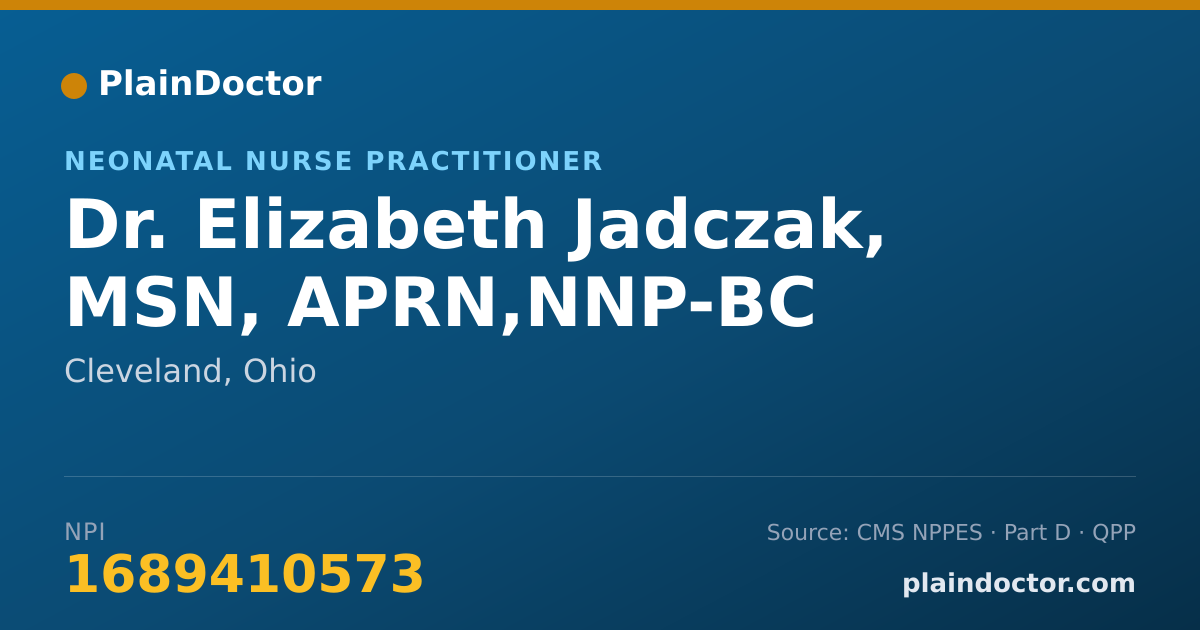Shareable card for Elizabeth Jadczak, MSN, APRN,NNP-BC - Neonatal Nurse Practitioner, Cleveland, OH