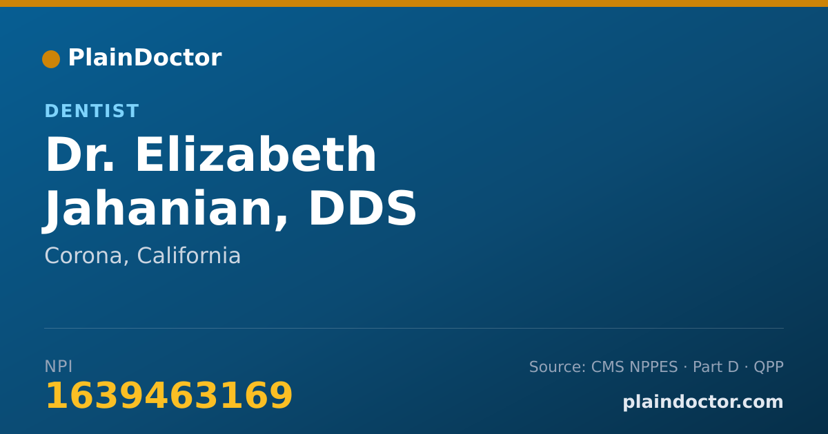 Shareable card for Elizabeth Jahanian, DDS - Dentist, Corona, CA