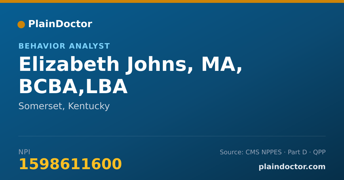 Shareable card for Elizabeth Johns, MA, BCBA,LBA - Behavior Analyst, Somerset, KY