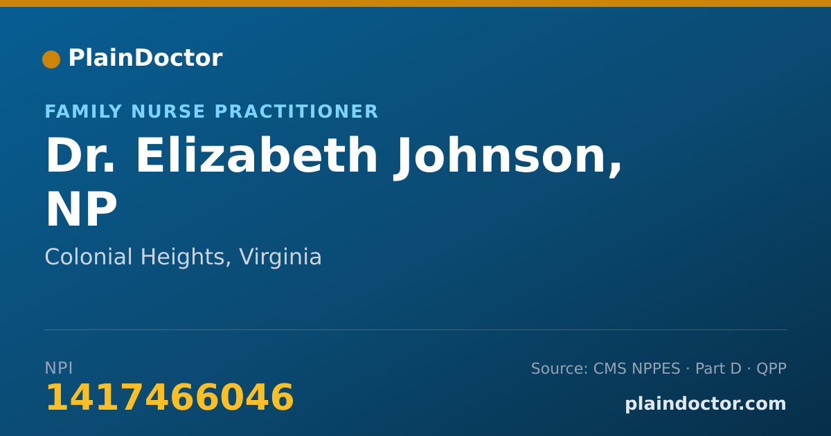 Shareable card for Elizabeth Johnson, NP - Family Nurse Practitioner, Colonial Heights, VA