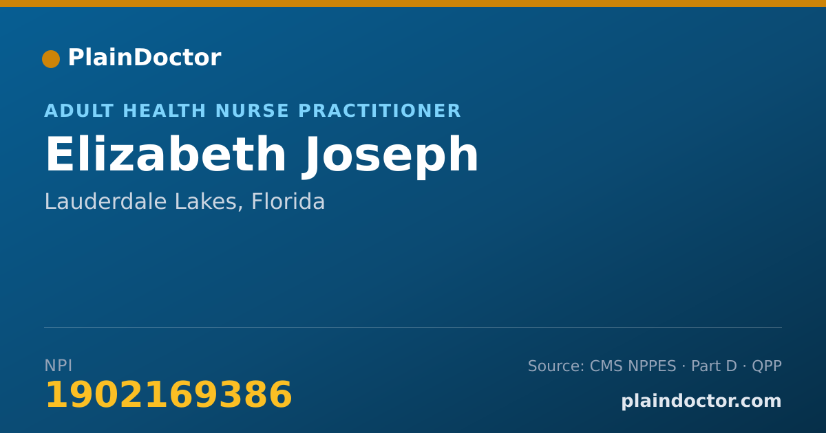 Shareable card for Elizabeth Joseph - Adult Health Nurse Practitioner, Lauderdale Lakes, FL