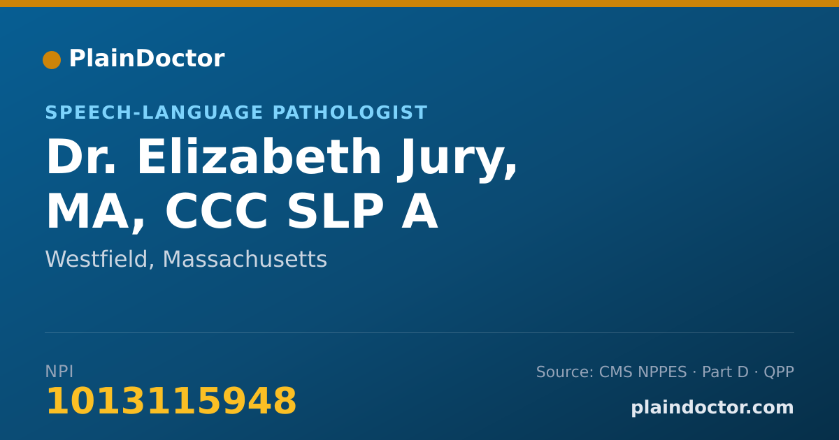 Shareable card for Elizabeth Jury, MA, CCC SLP A - Speech-Language Pathologist, Westfield, MA