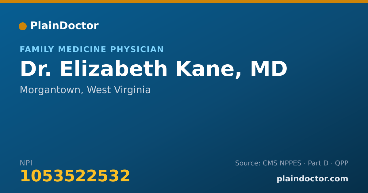 Shareable card for Elizabeth Kane, MD - Family Medicine Physician, Morgantown, WV