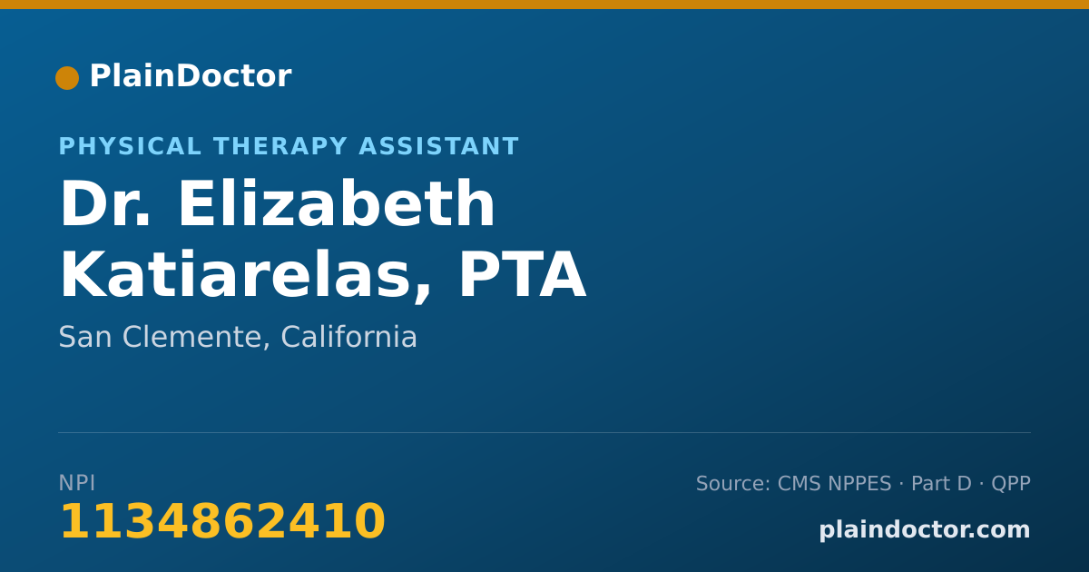 Shareable card for Elizabeth Katiarelas, PTA - Physical Therapy Assistant, San Clemente, CA