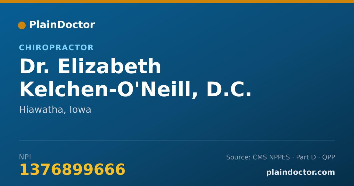 Shareable card for Elizabeth Kelchen-O'Neill, D.C. - Chiropractor, Hiawatha, IA
