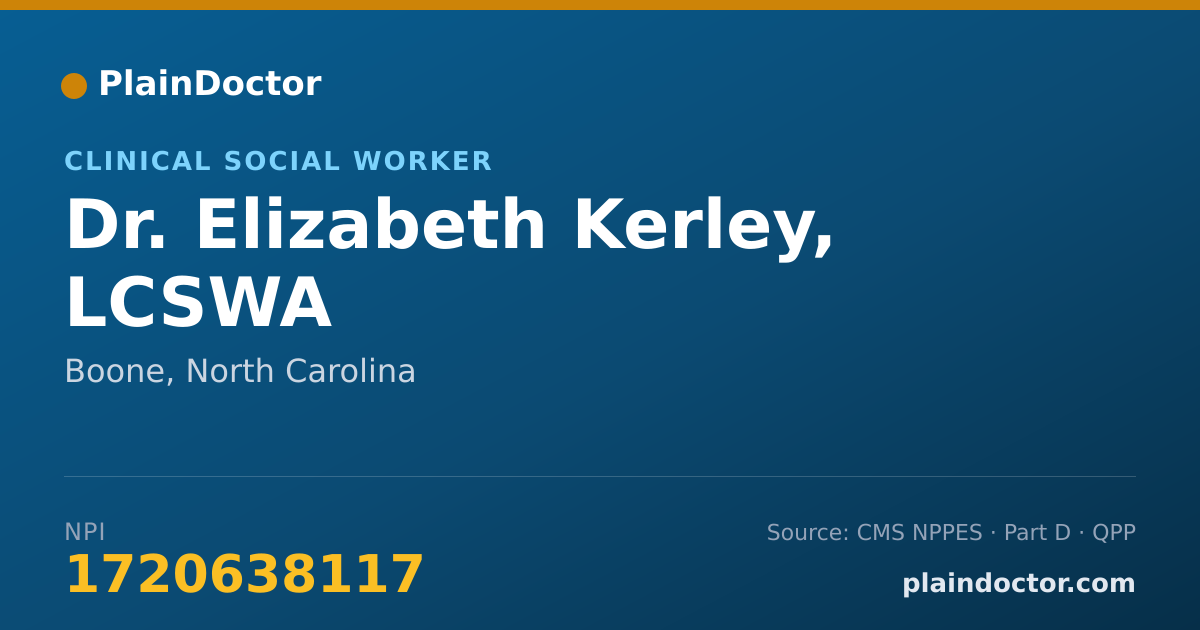 Shareable card for Elizabeth Kerley, LCSWA - Clinical Social Worker, Boone, NC
