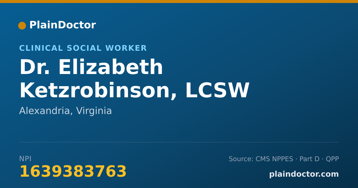 Shareable card for Elizabeth Ketzrobinson, LCSW - Clinical Social Worker, Alexandria, VA