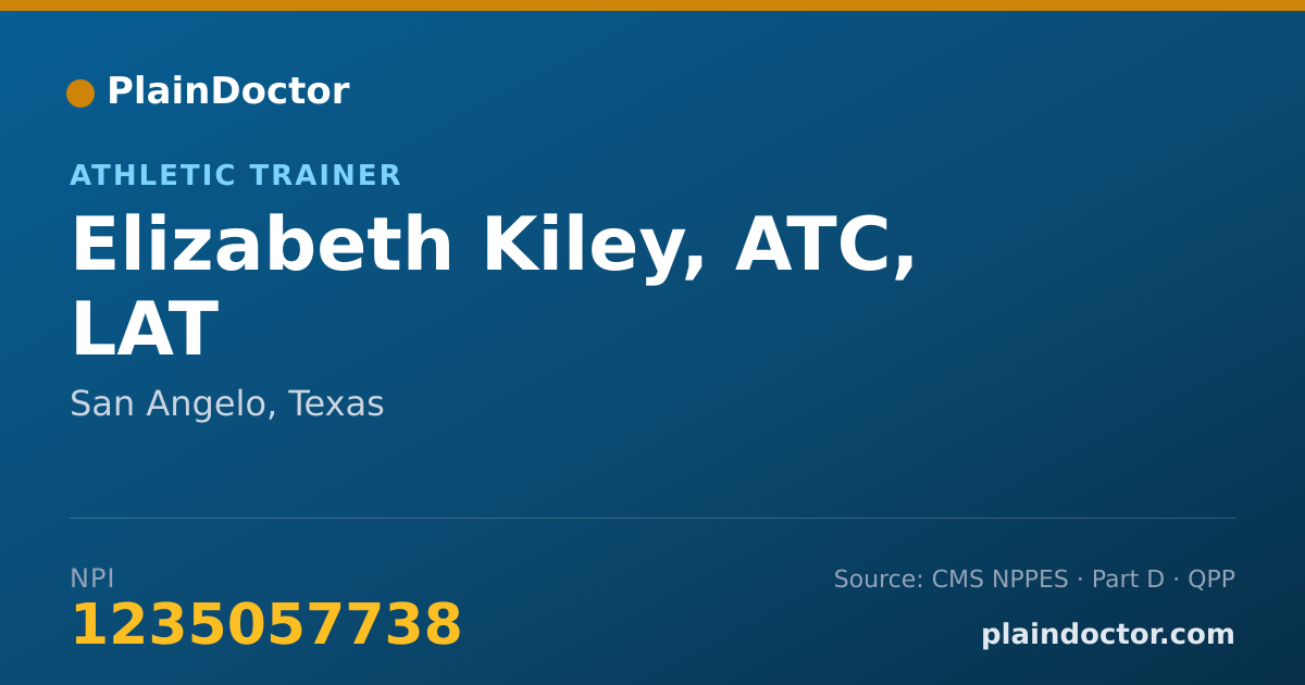 Shareable card for Elizabeth Kiley, ATC, LAT - Athletic Trainer, San Angelo, TX