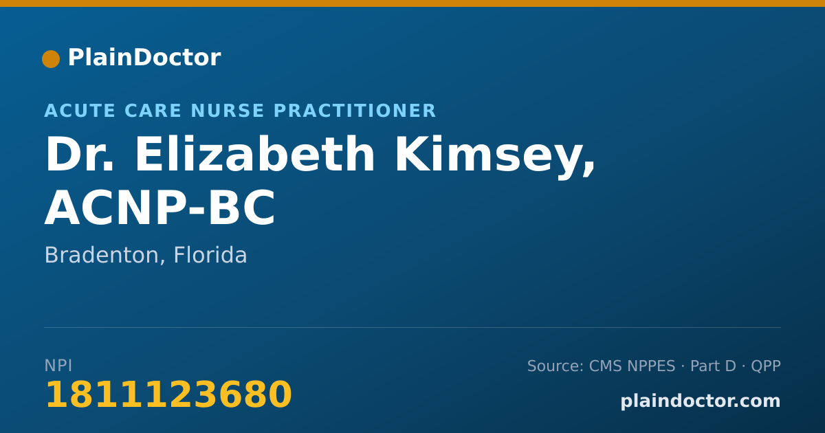 Shareable card for Elizabeth Kimsey, ACNP-BC - Acute Care Nurse Practitioner, Bradenton, FL