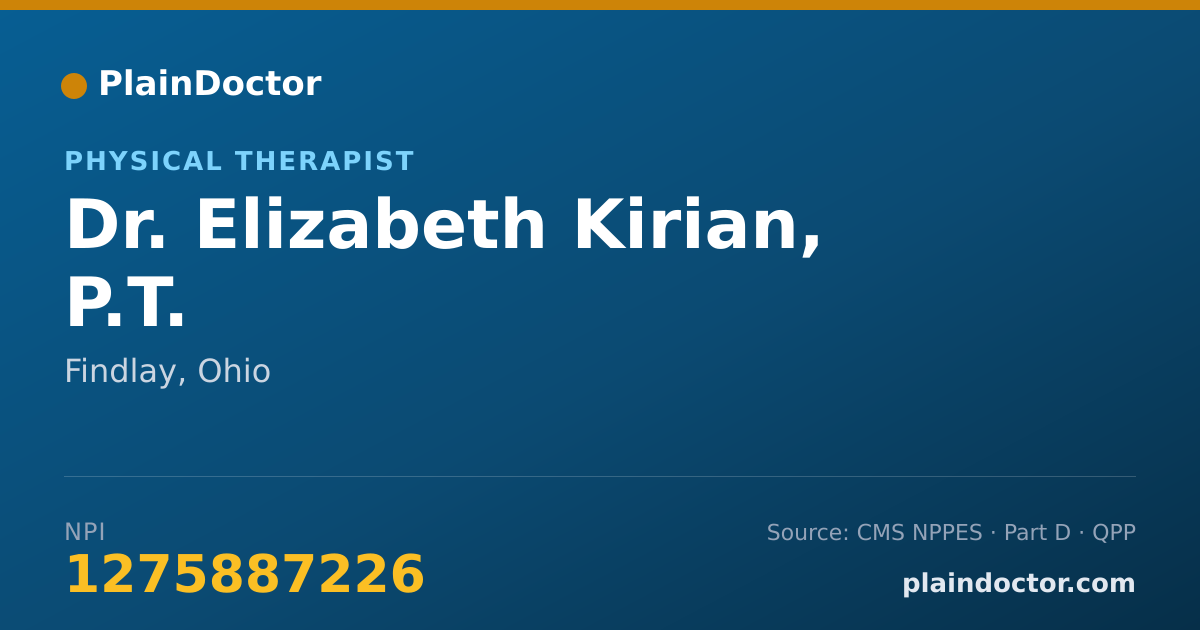 Shareable card for Elizabeth Kirian, P.T. - Physical Therapist, Findlay, OH