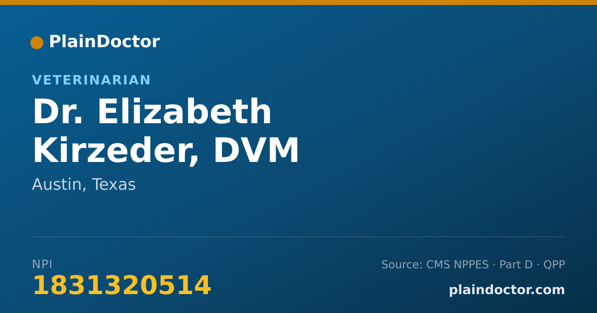 Shareable card for Elizabeth Kirzeder, DVM - Veterinarian, Austin, TX